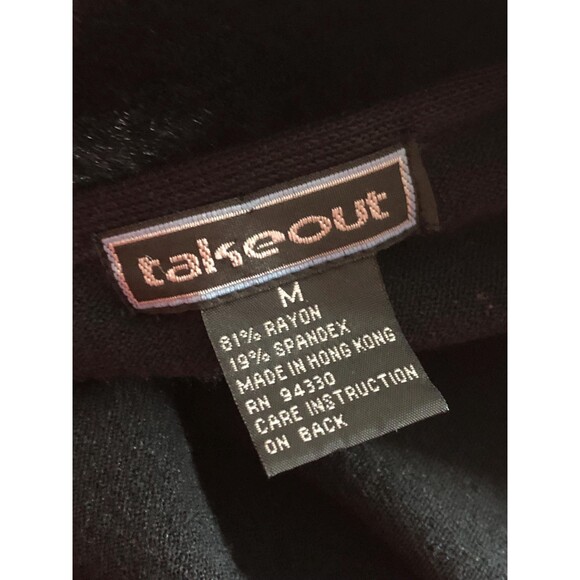 1990s-Y2K. TAKEOUT FAUX FUR Plush Soft Collar Black Cardigan Sweater. S-M - Picture 6 of 7